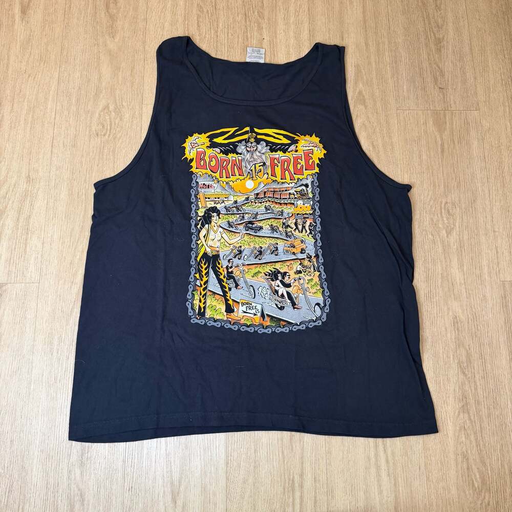 Comfort Colors Vintage Born-Free 15 Motorcycle Show Graphic Tank Top